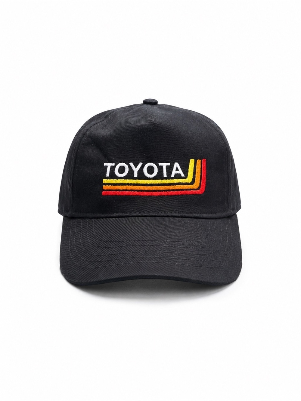 Toyota Black Baseball Cap with Retro Stripe Embroidery